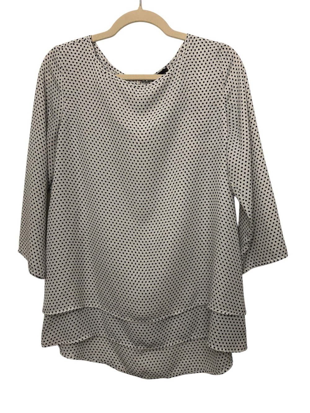 The Limited Black & White Polka Dot Layered Hem Blouse‎ Size Medium